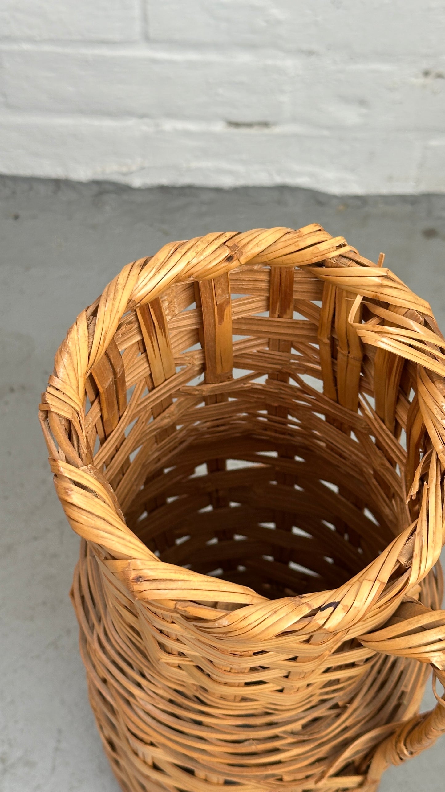 Tall Wicker Basket with Handle