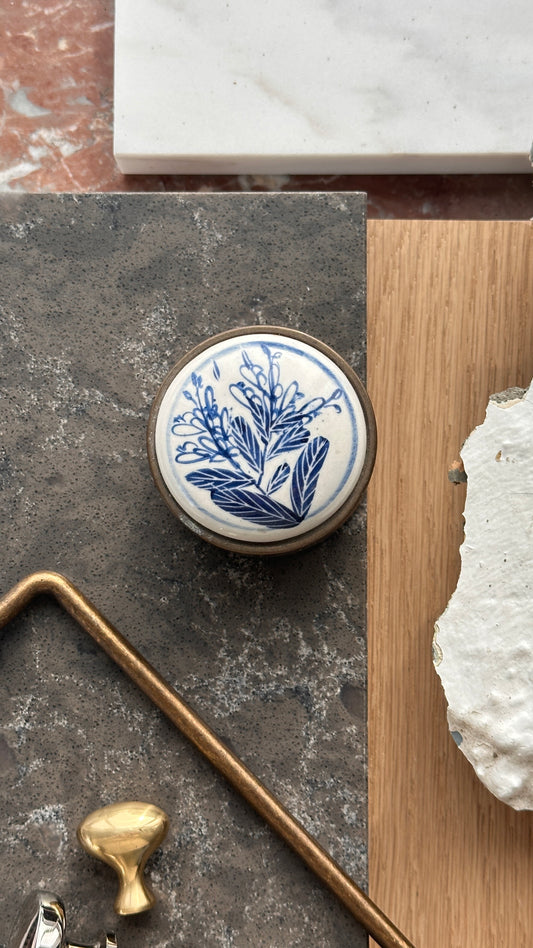 Brass / Hand Painted Ceramic Trinket Box