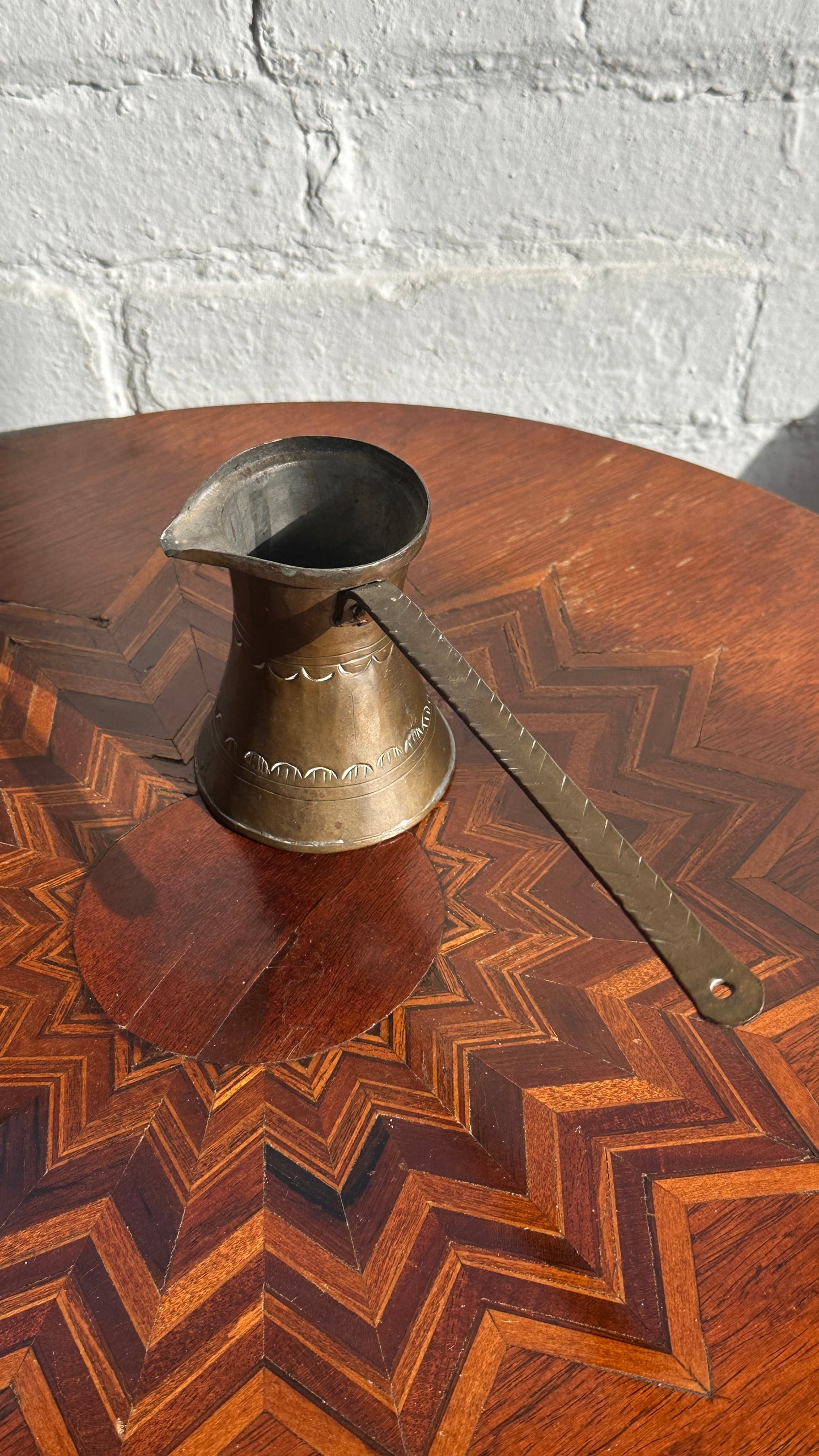 Hand Hammered Brass Turkish Coffee Pot with Handle