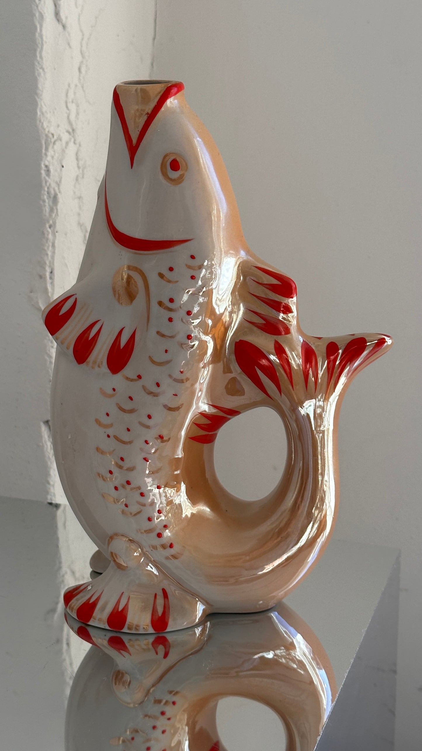 Soviet Hand Painted Porcelain 'Carp Family' Decanter Set