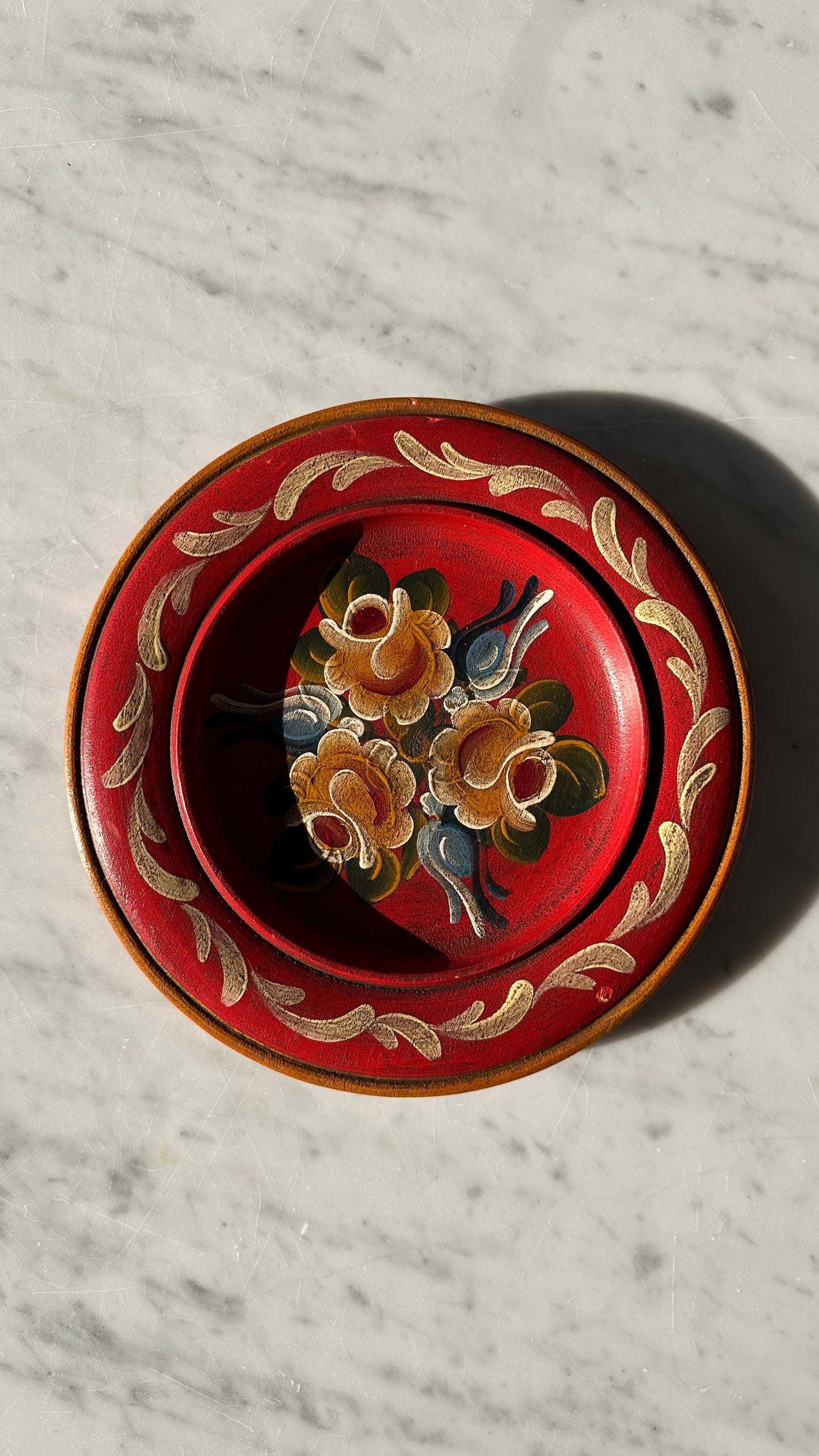 Pair of Hand Painted Wooden Wall Plates