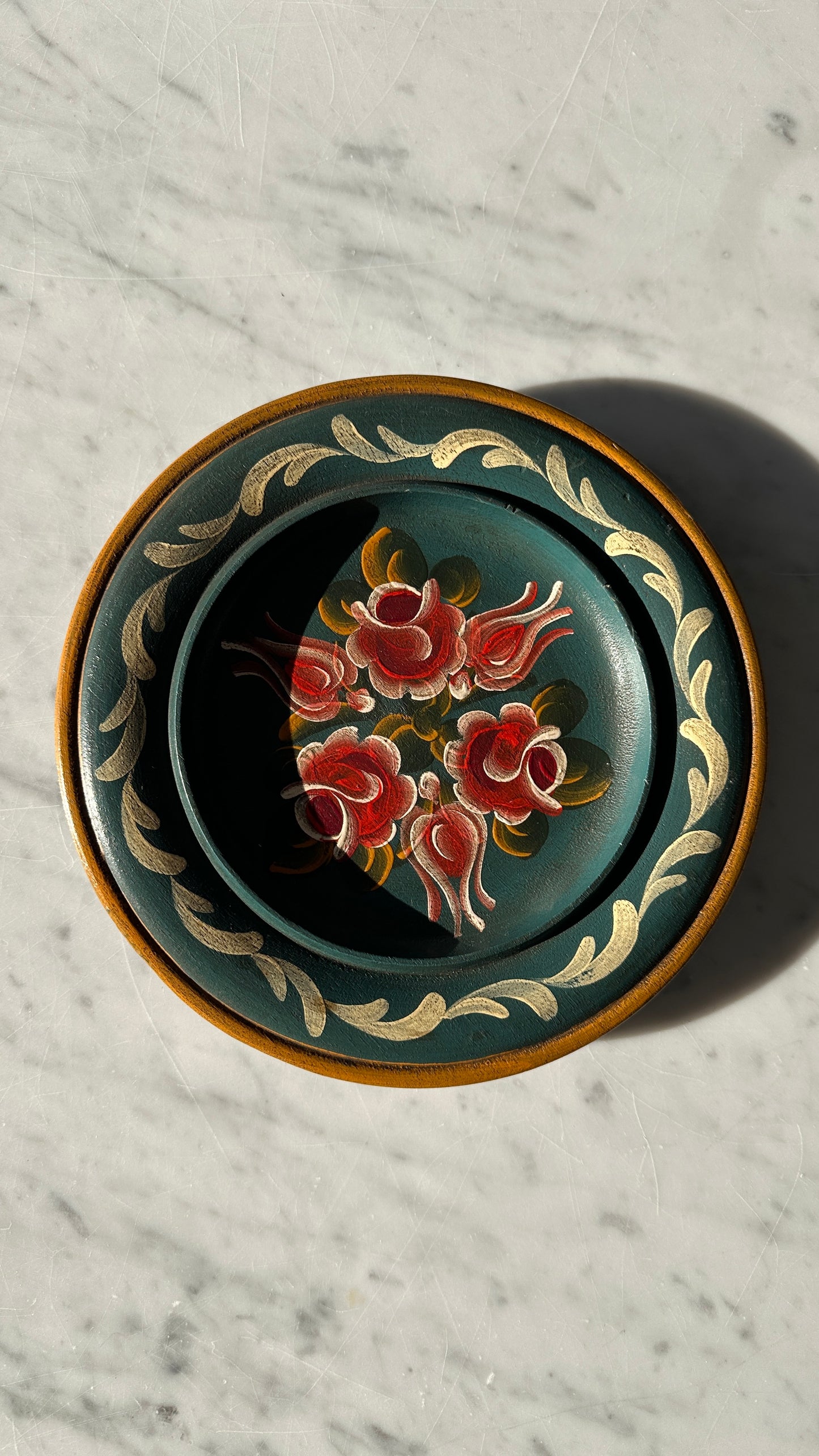 Pair of Hand Painted Wooden Wall Plates