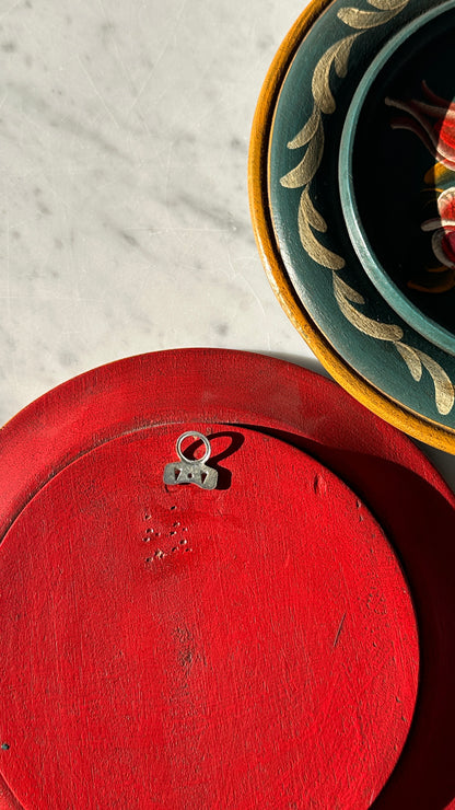 Pair of Hand Painted Wooden Wall Plates