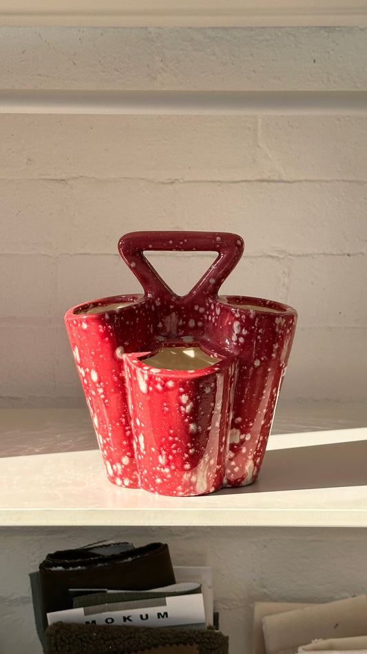 Vintage Pink Splatter Ceramic Caddy
