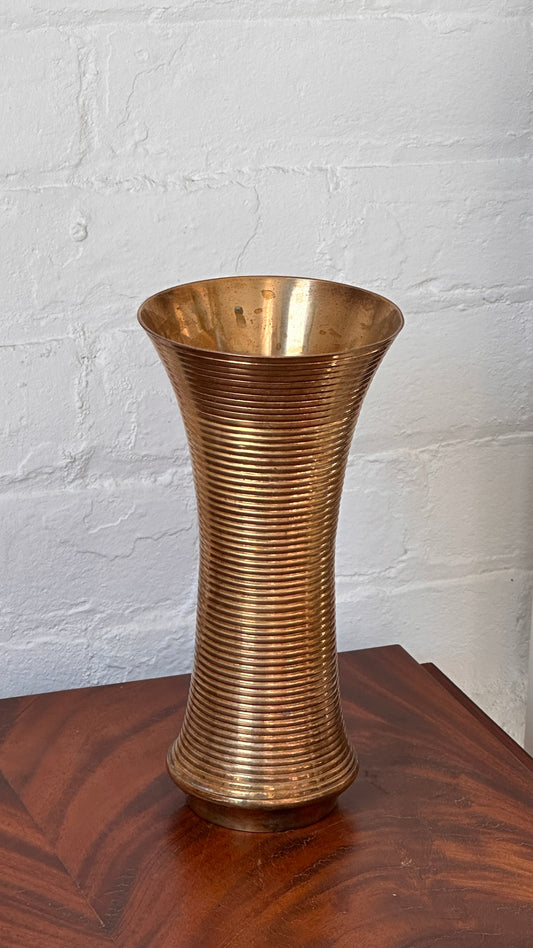 Ribbed Brass Vase