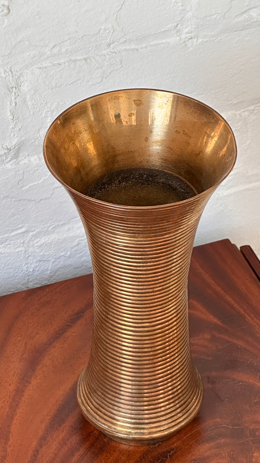 Ribbed Brass Vase