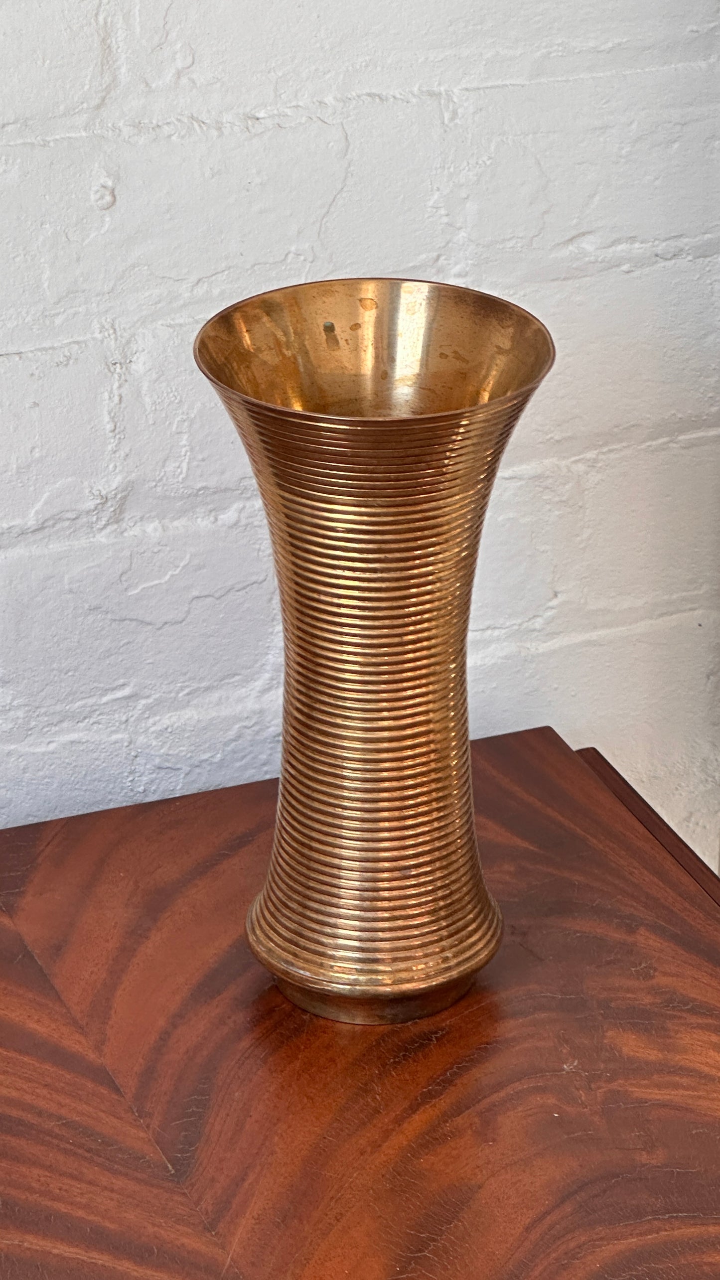 Ribbed Brass Vase