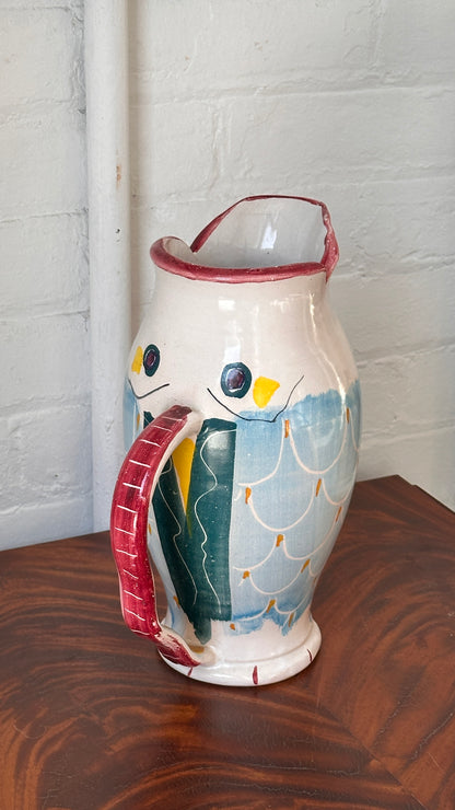 Large Hand Painted Ceramic Fish Pitcher