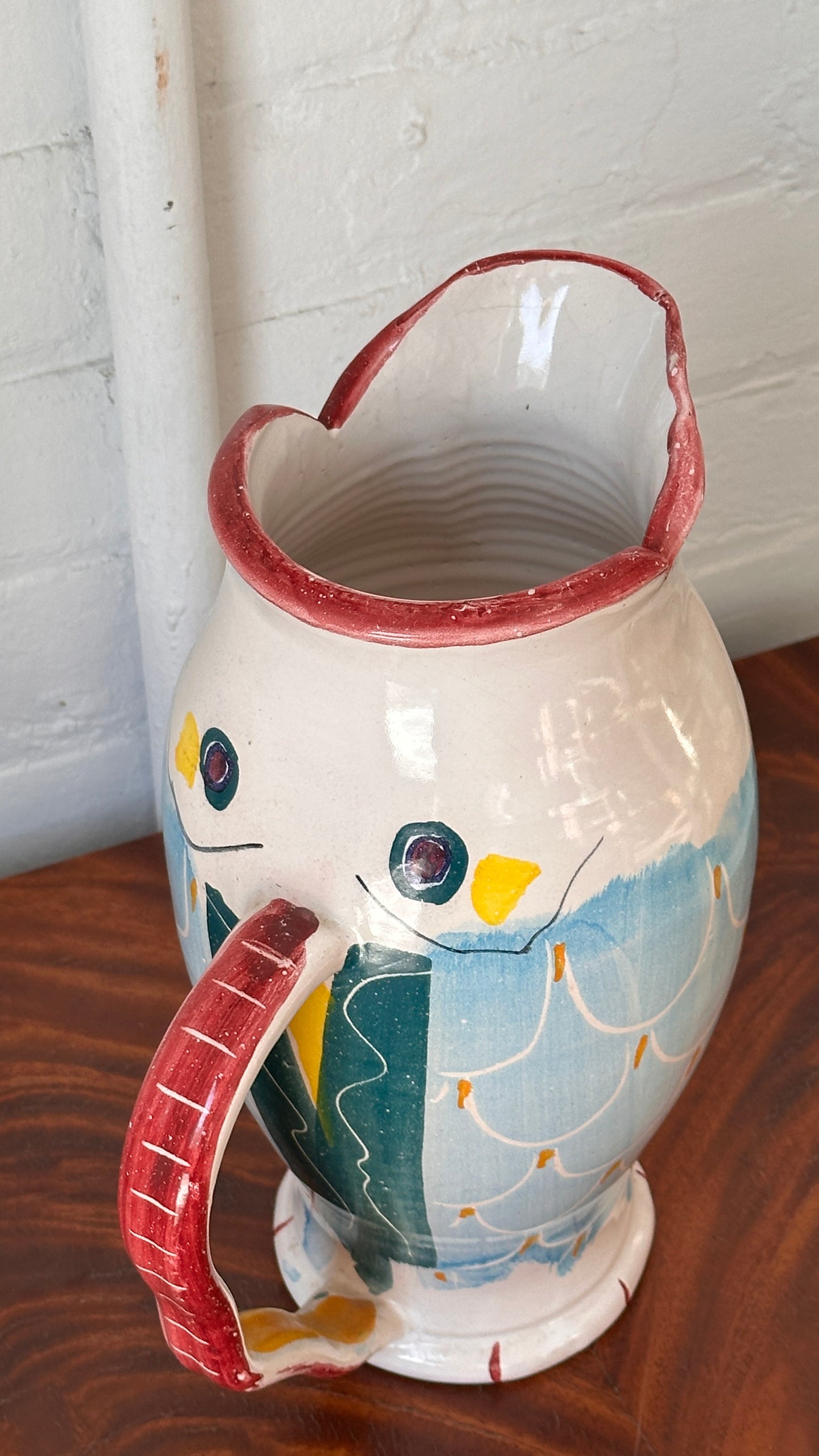 Large Hand Painted Ceramic Fish Pitcher