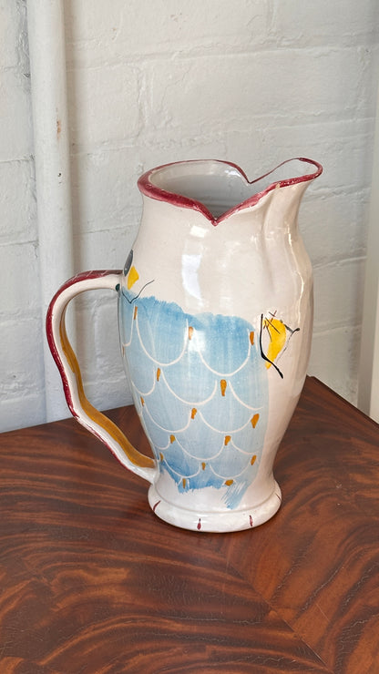 Large Hand Painted Ceramic Fish Pitcher