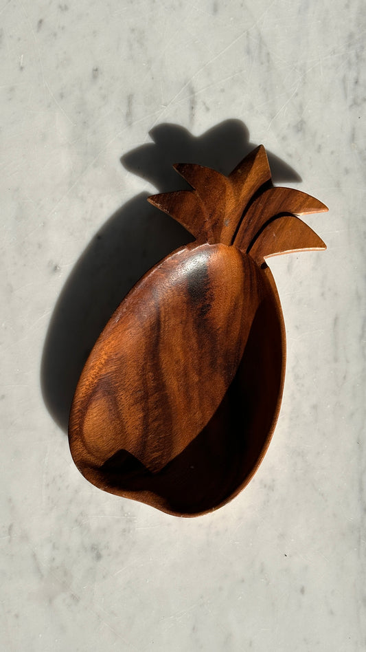 Pineapple Shaped Carved Wooden Dish
