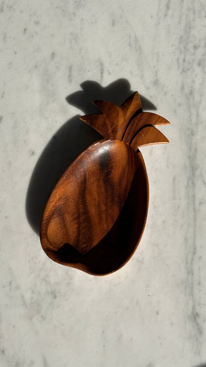 Pineapple Shaped Carved Wooden Dish