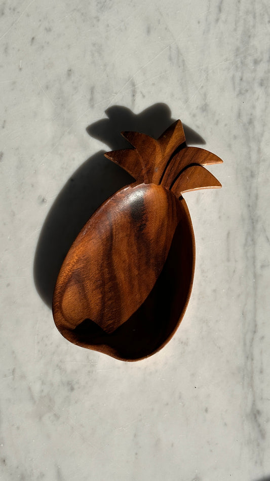 Pineapple Shaped Carved Wooden Dish