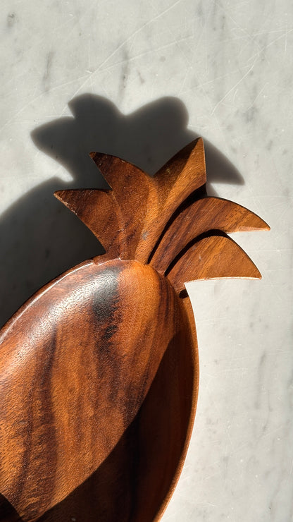 Pineapple Shaped Carved Wooden Dish