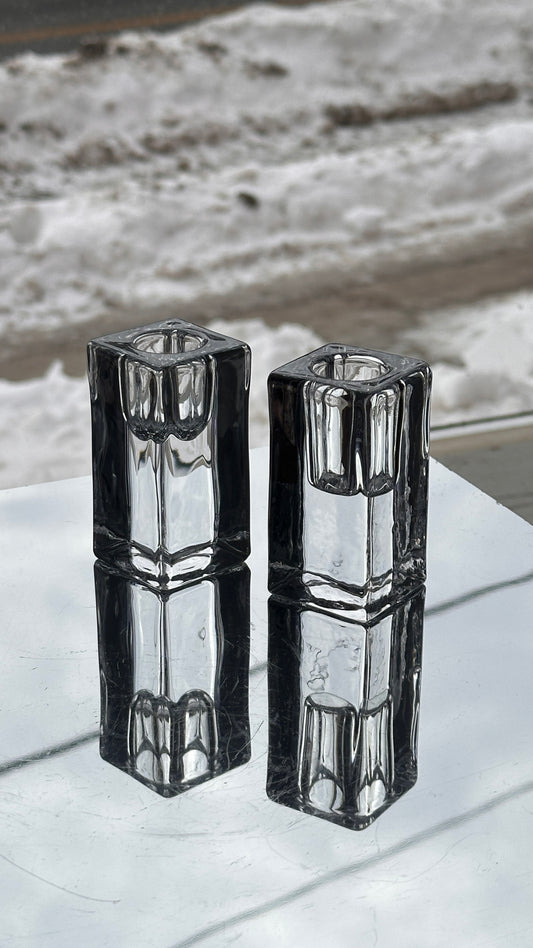 Pair of Glass Candle Holders