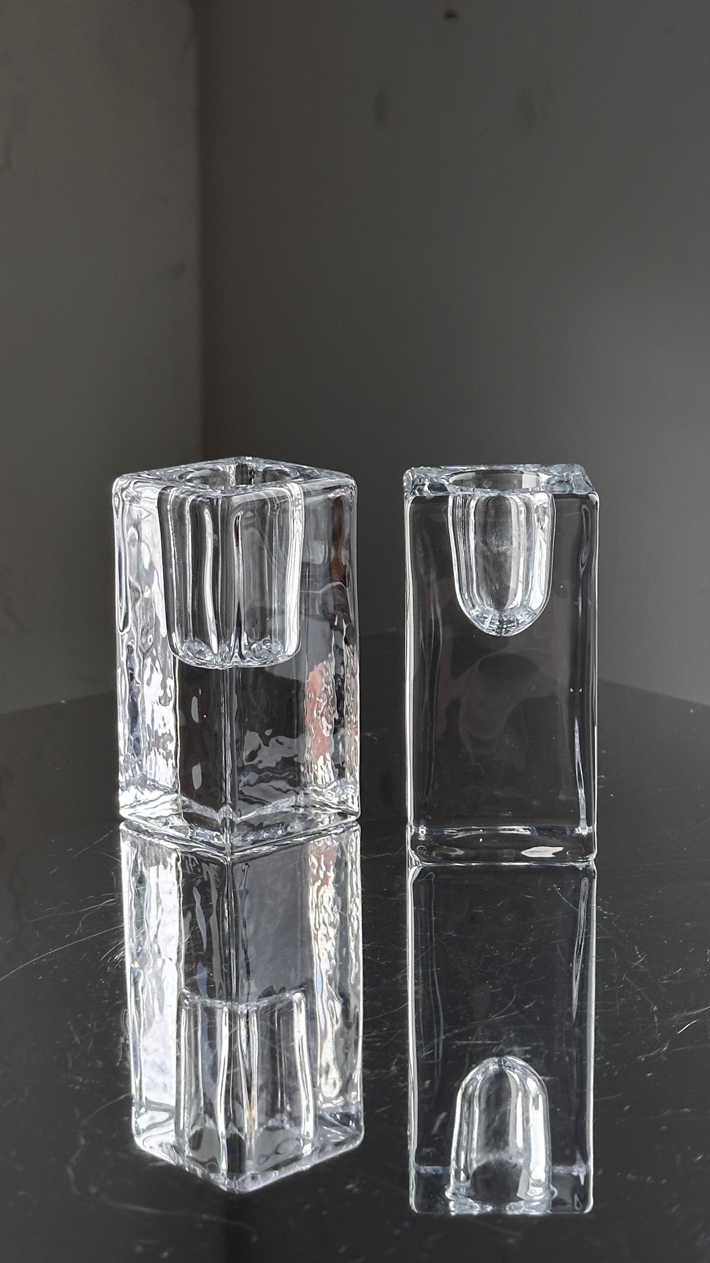 Pair of Glass Candle Holders