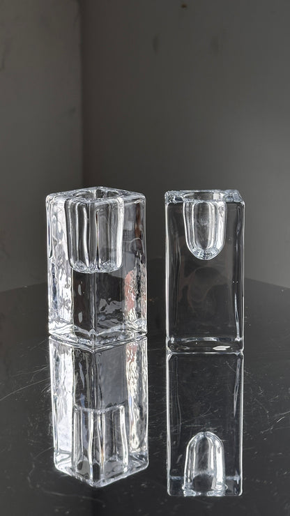 Pair of Glass Candle Holders