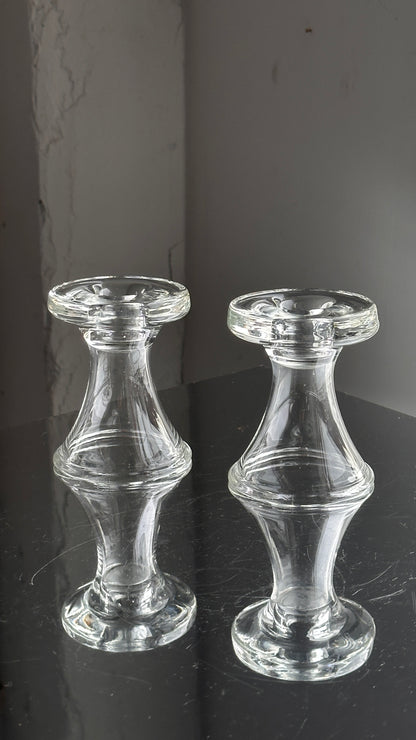 Pair of Glass Candle Holders / Vases
