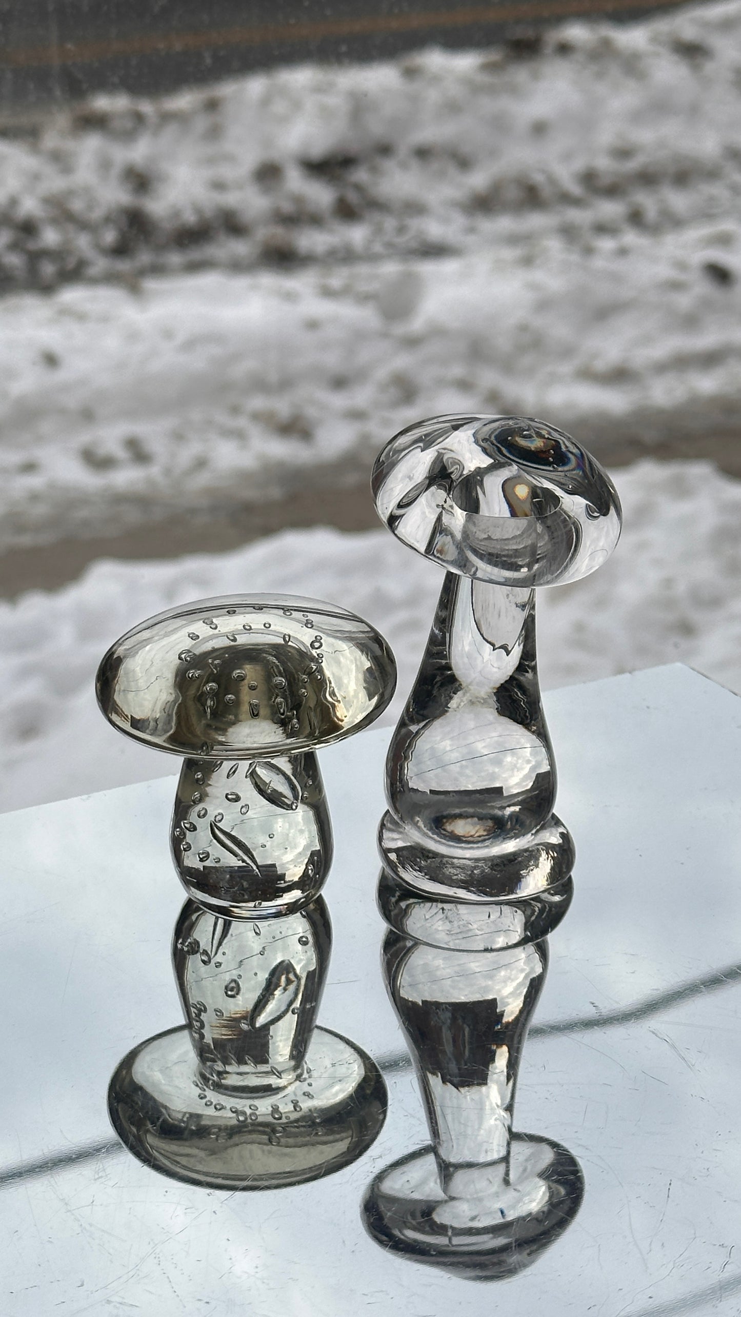 Pair of Glass Mushrooms