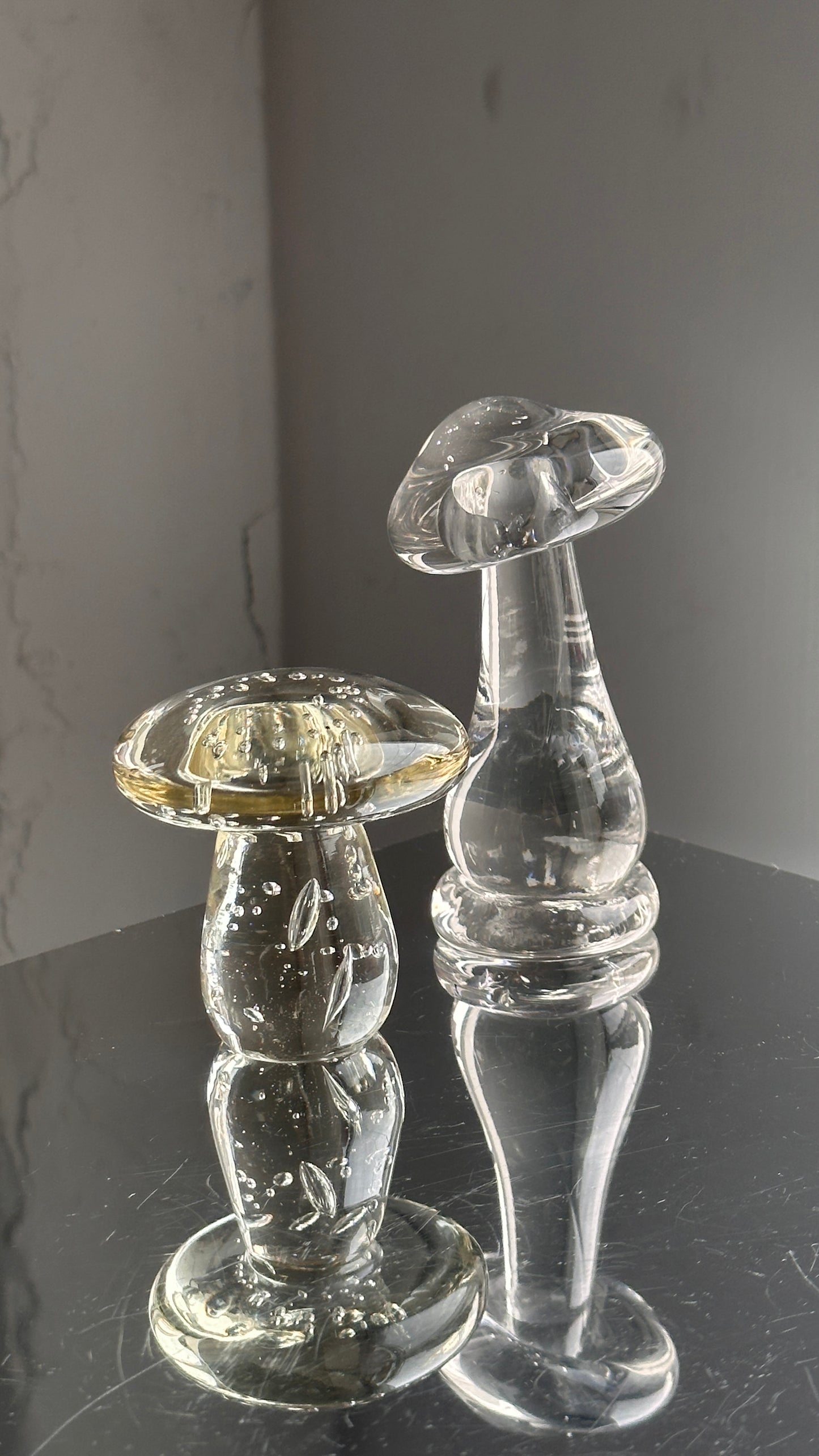 Pair of Glass Mushrooms