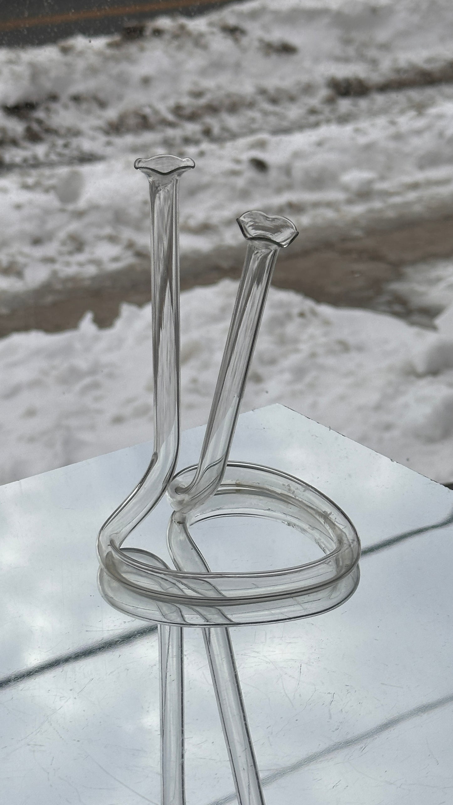 Twisted Heart Shaped Glass Bud Vase