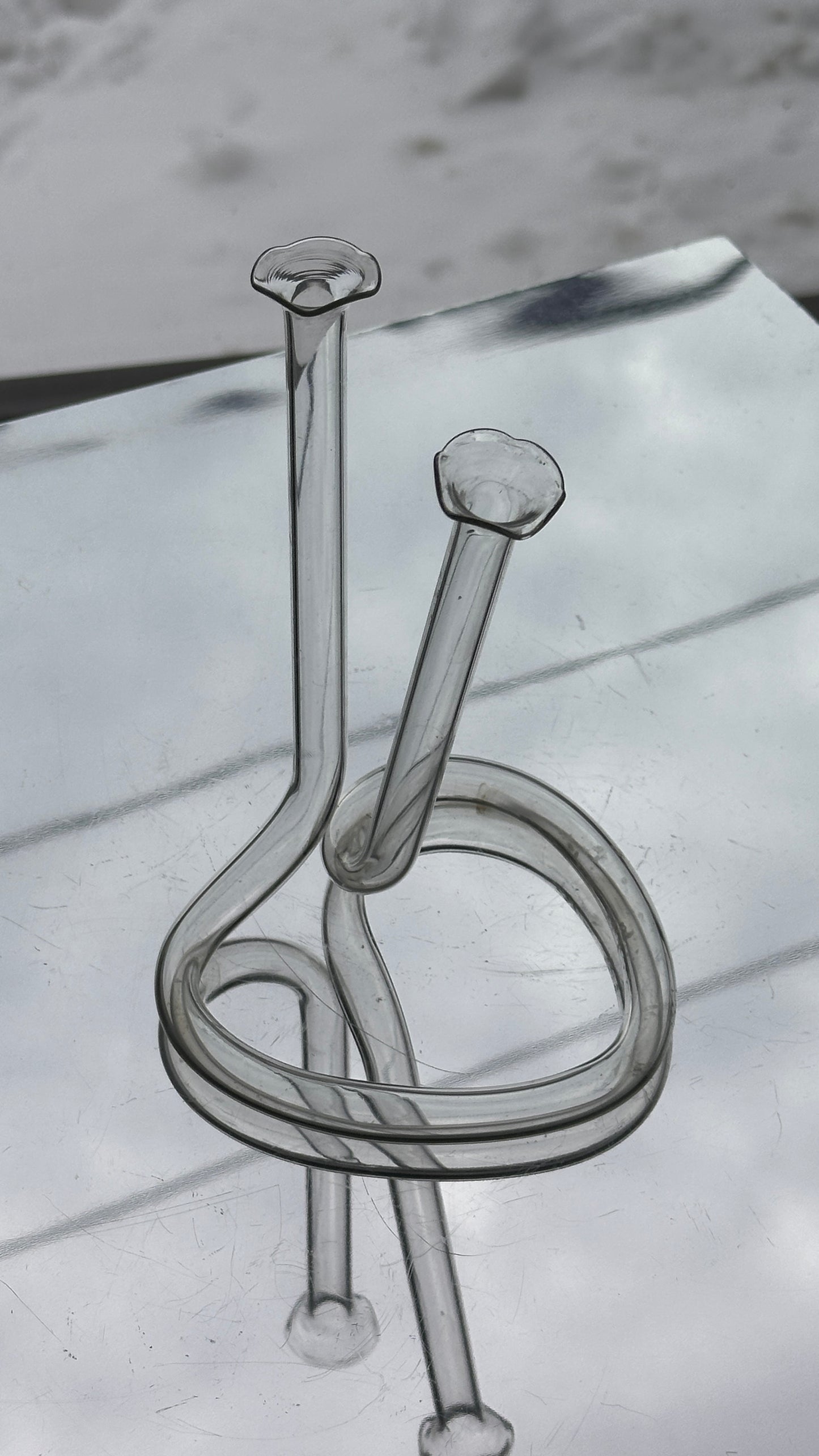 Twisted Heart Shaped Glass Bud Vase