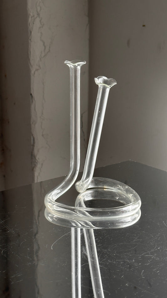 Twisted Heart Shaped Glass Bud Vase