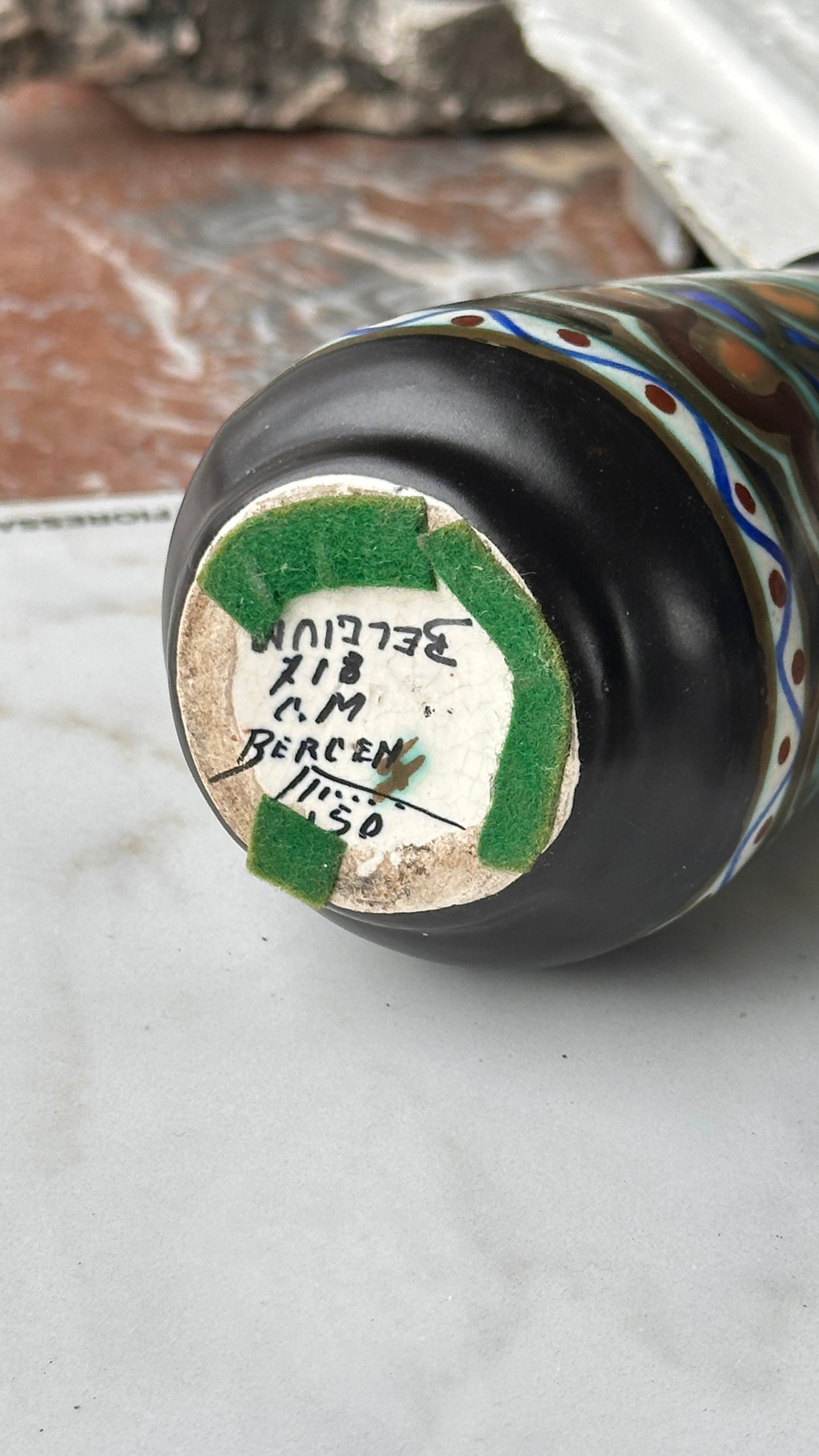 Art Deco Ceramic Vase by C.M. Bergen, Belgium
