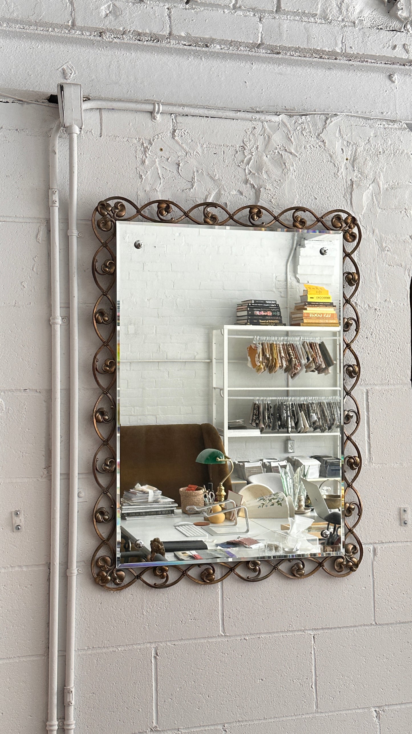 Impressive Vintage Hobbs Mirror with Cast Metal Frame