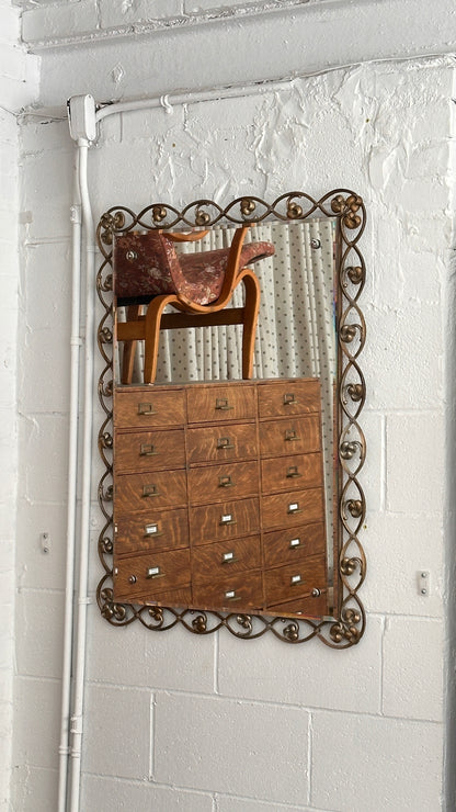 Impressive Vintage Hobbs Mirror with Cast Metal Frame