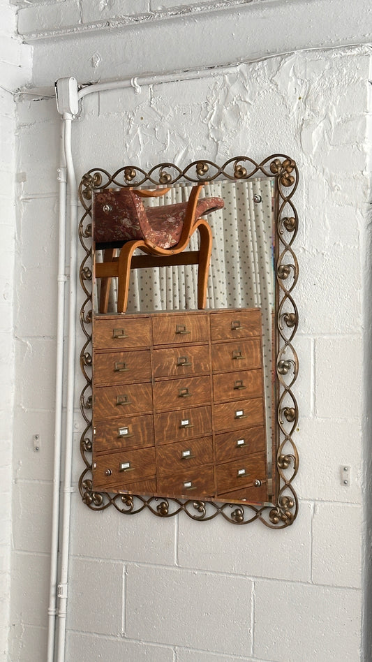 Impressive Vintage Hobbs Mirror with Cast Metal Frame