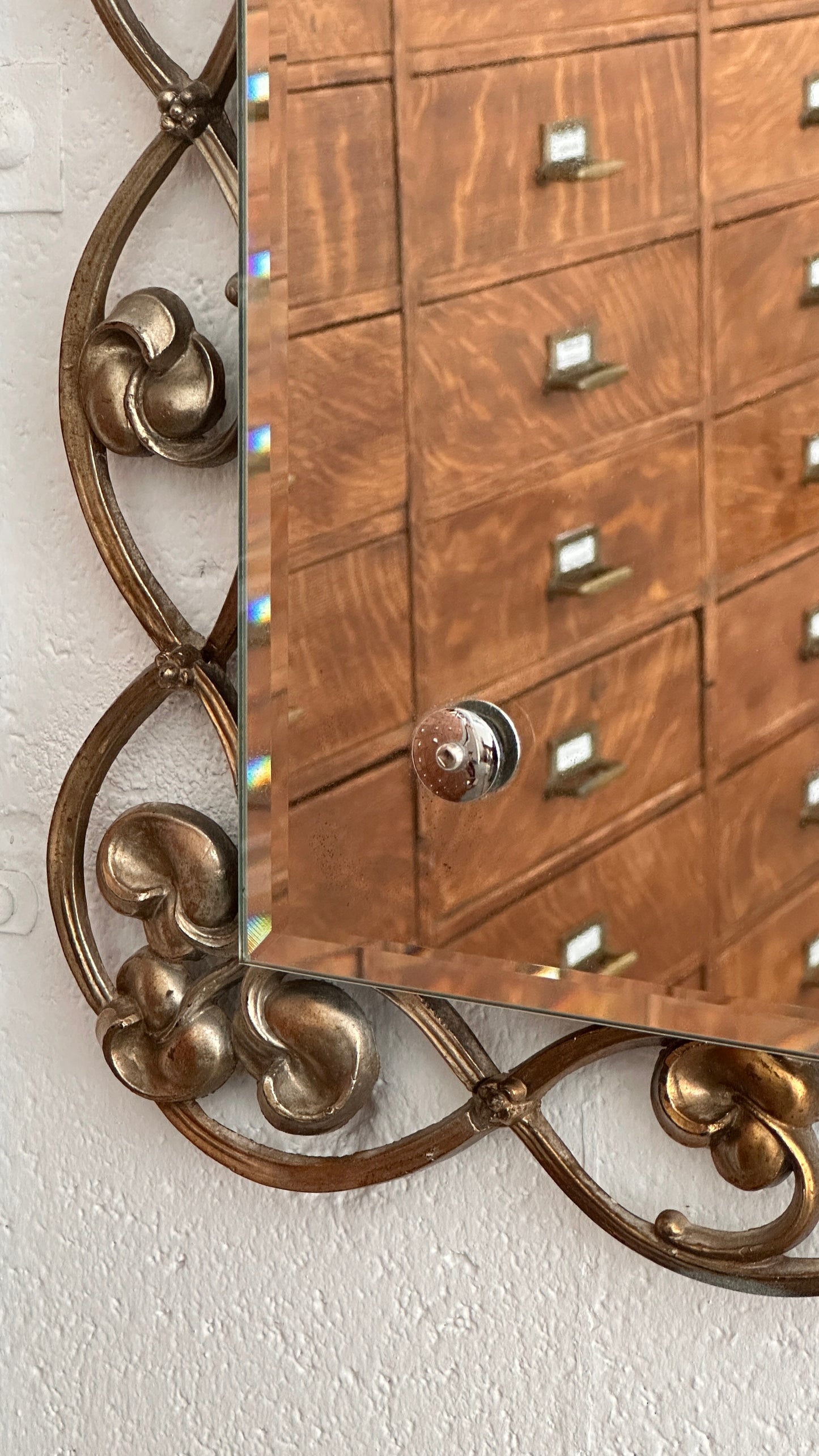 Impressive Vintage Hobbs Mirror with Cast Metal Frame