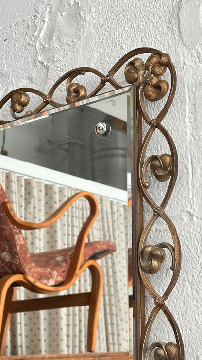 Impressive Vintage Hobbs Mirror with Cast Metal Frame