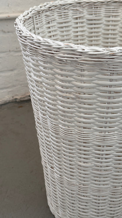 White Wicker Hamper / Side Table
