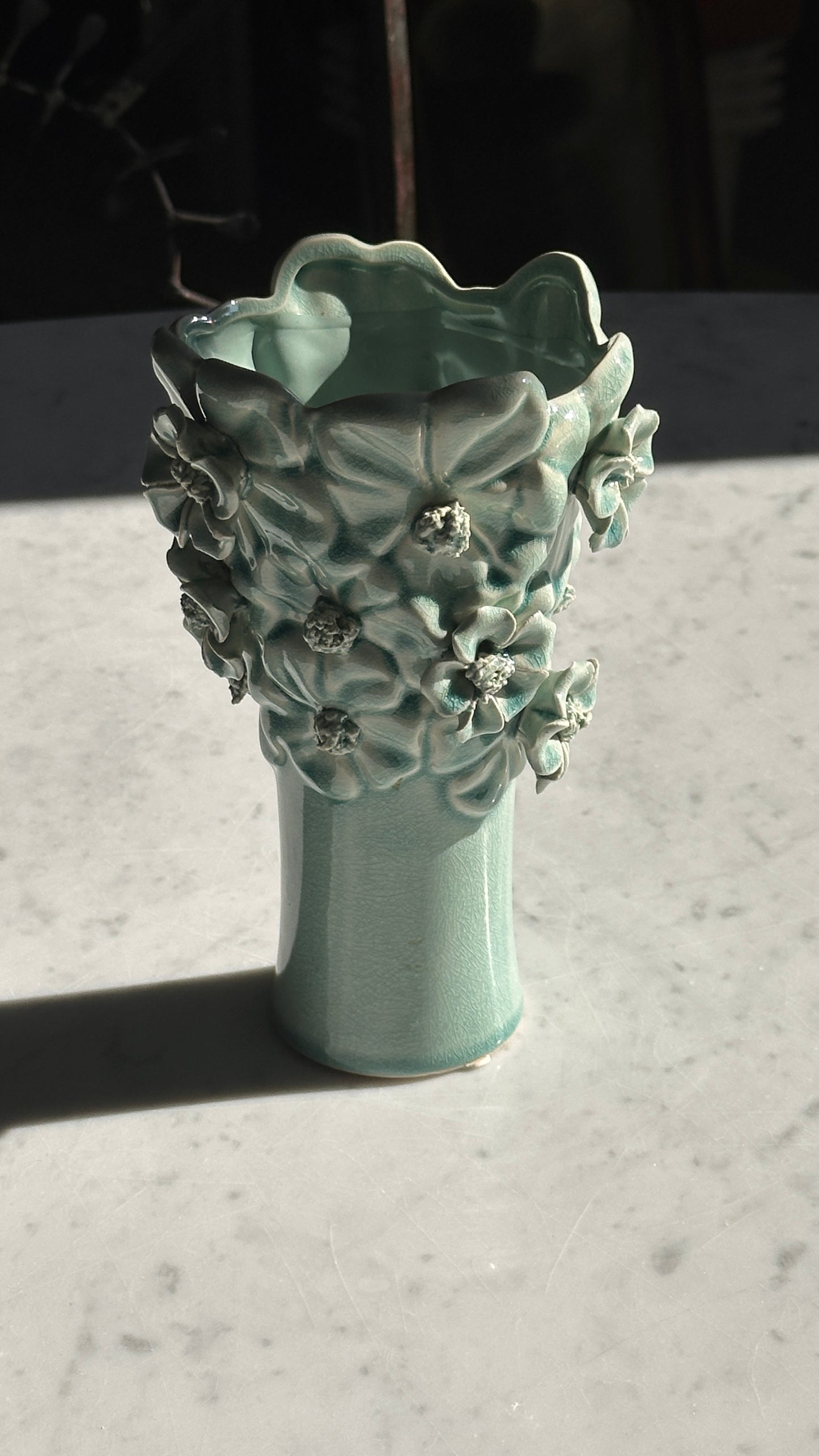 Turquoise Floral Vase