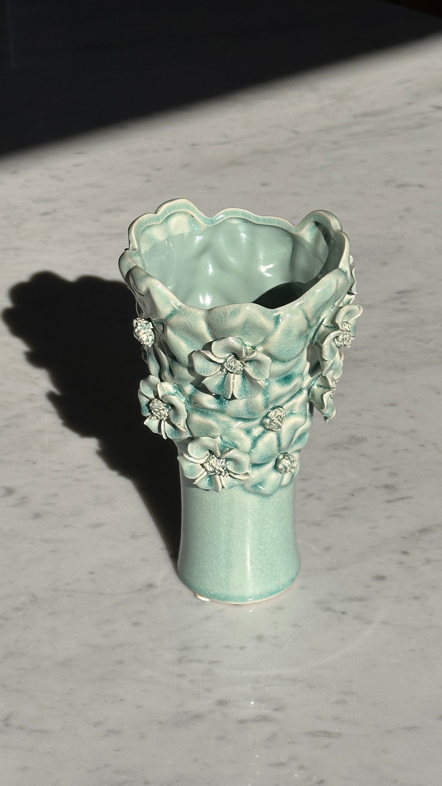Turquoise Floral Vase