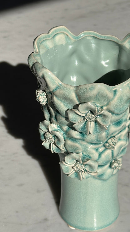 Turquoise Floral Vase