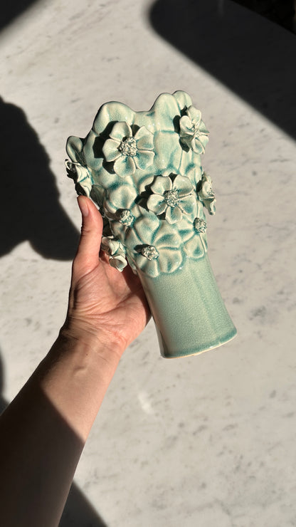 Turquoise Floral Vase