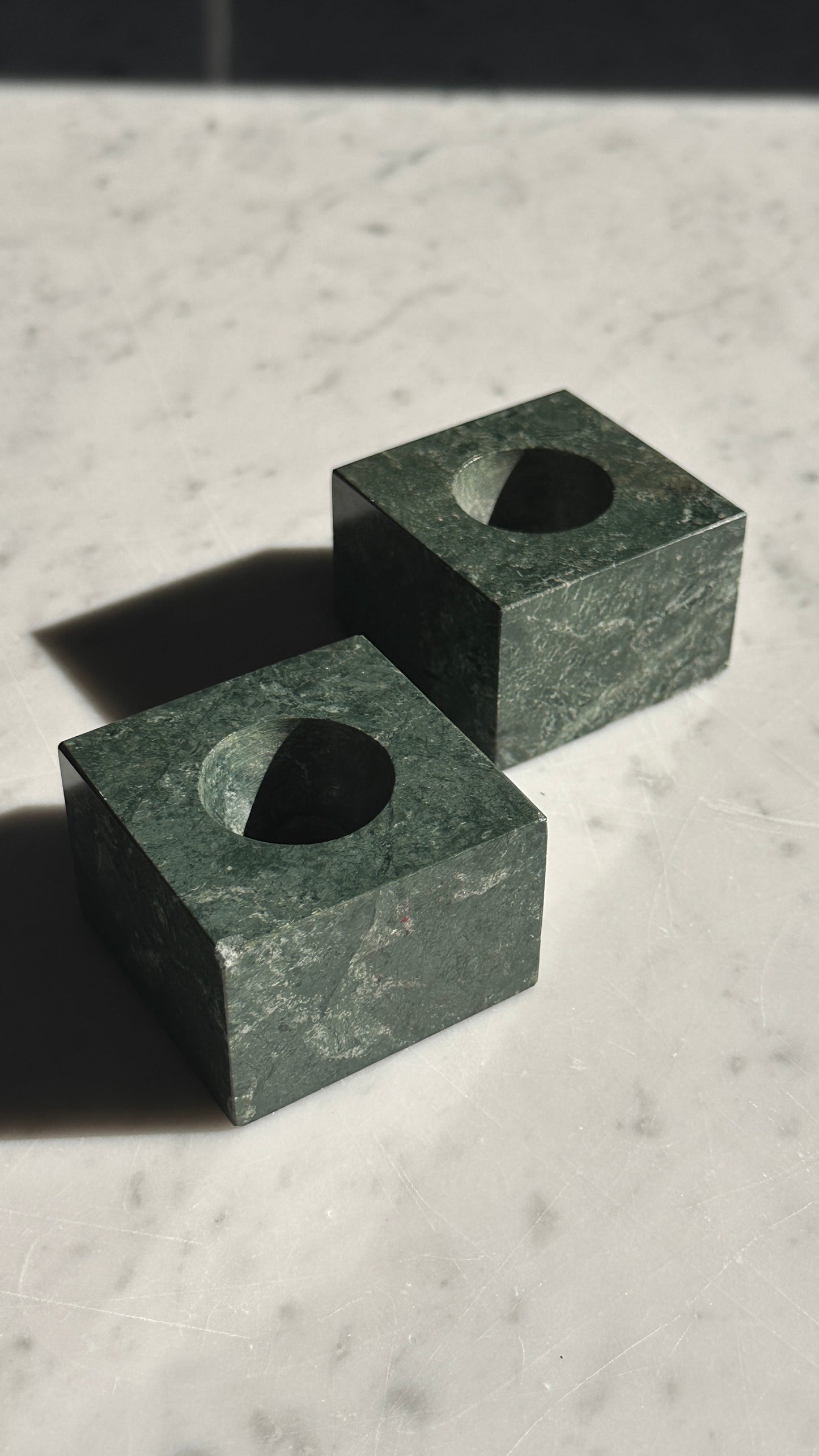 Pair of Stone Candle Holders
