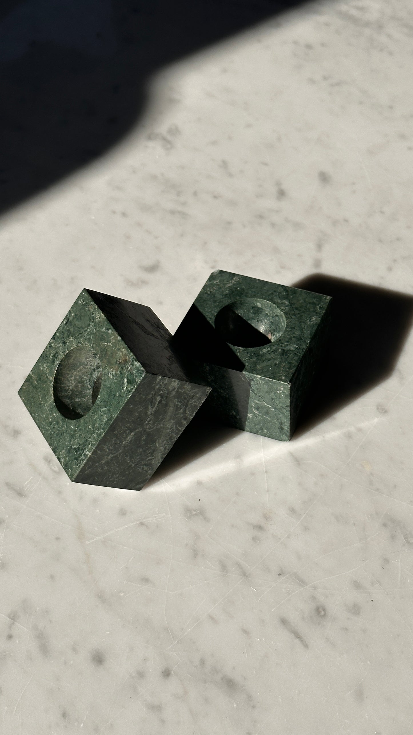 Pair of Stone Candle Holders
