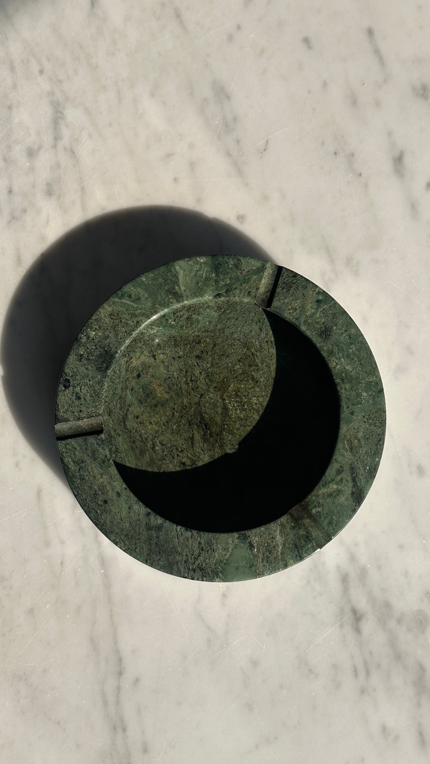 Vintage Green Marble Ashtray and Matching Cigarette Holder
