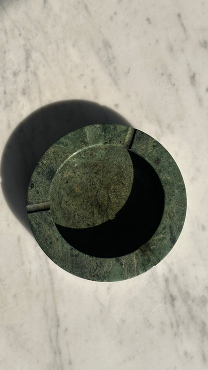 Vintage Green Marble Ashtray and Matching Cigarette Holder