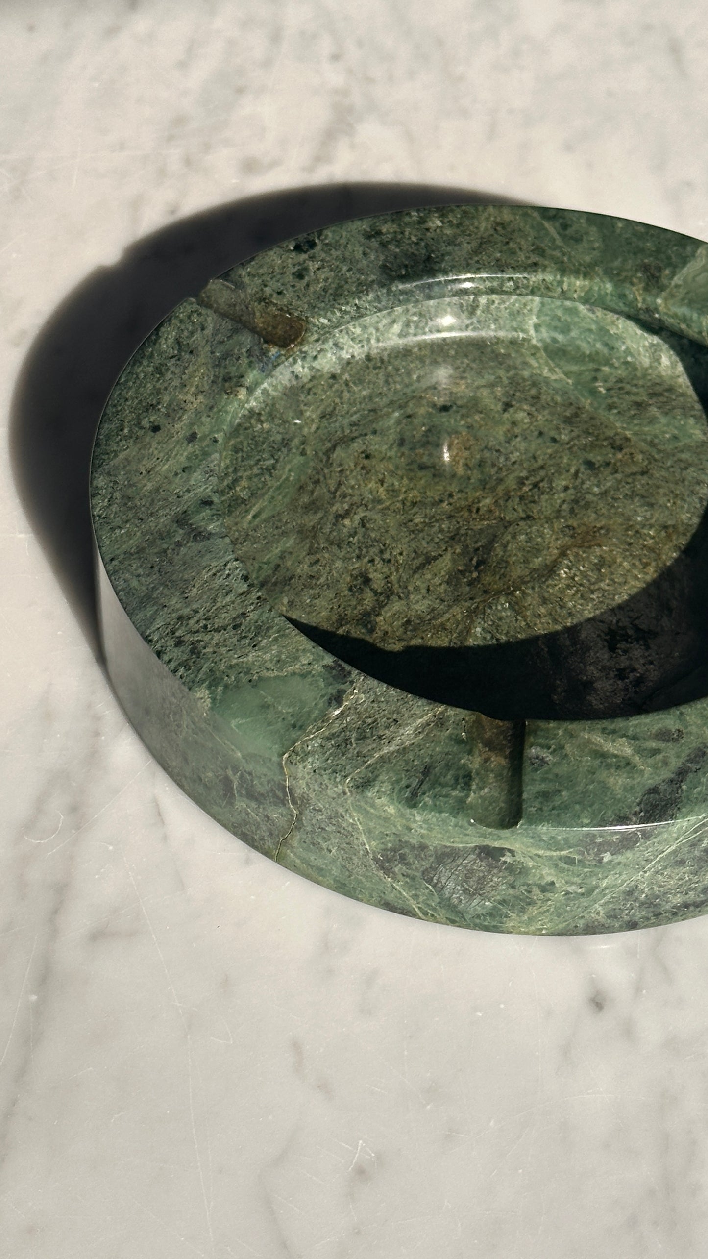 Vintage Green Marble Ashtray and Matching Cigarette Holder