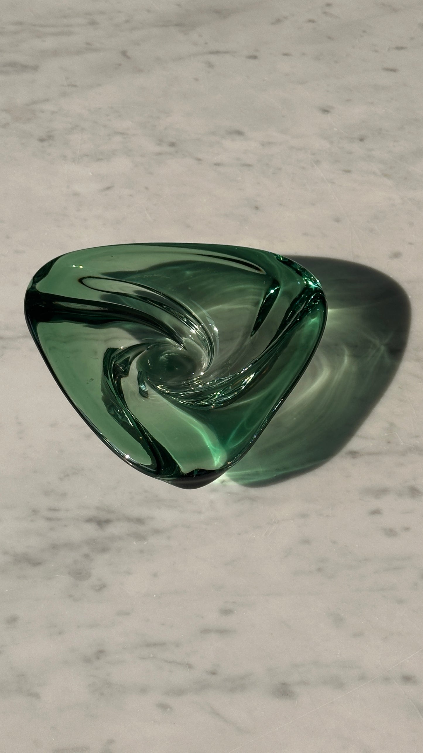 Val St. Lambert Green Art Glass Bowl