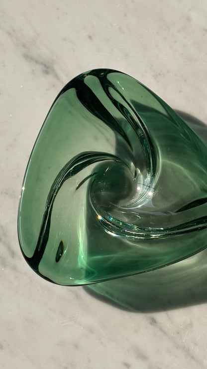 Val St. Lambert Green Art Glass Bowl