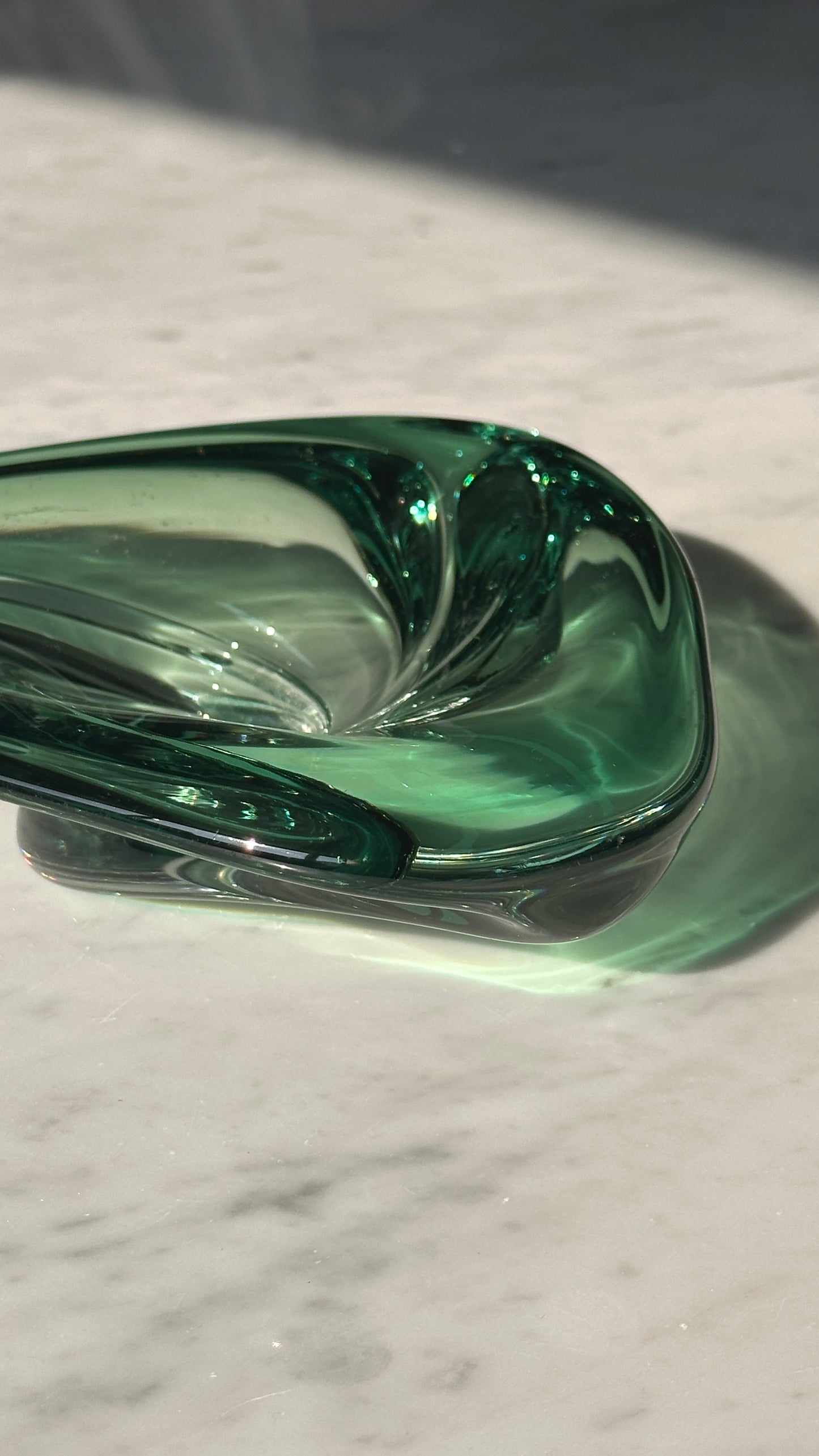 Val St. Lambert Green Art Glass Bowl