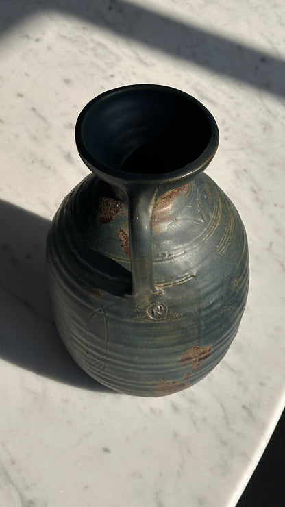 Wheel Thrown Ceramic Vase with Handle