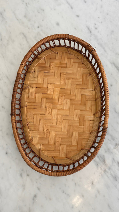 Set of 3 Wicker Oval Trays