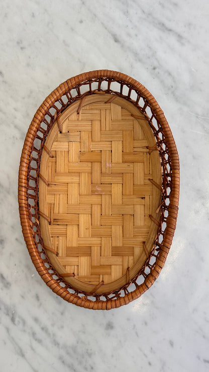 Set of 3 Wicker Oval Trays