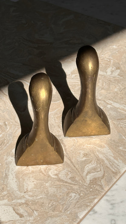 Vintage Brass Duck Bookends